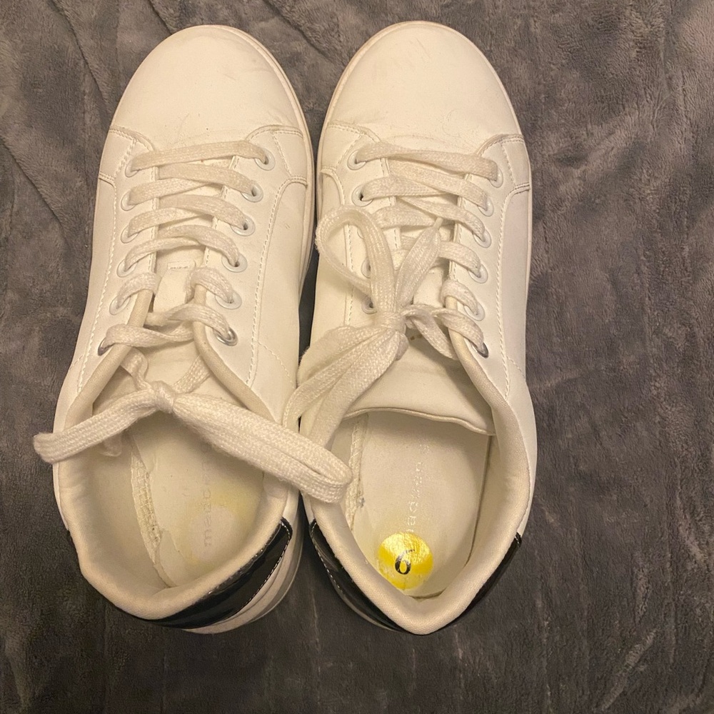 White Leather Sneakers with Silver Accents